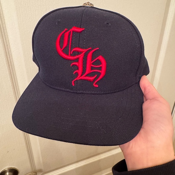 Chrome Hearts Black Snapback with Red CH Embroidery